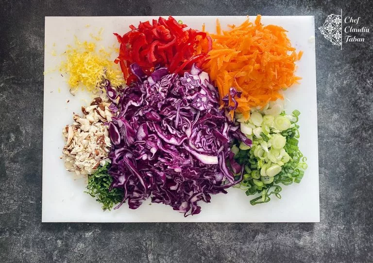 red cabbage salad ingredients chopped