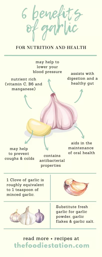 6 Health Benefits of Garlic Infographic